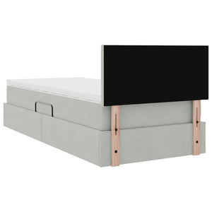 vidaXL Lit avec rangement et LED gris clair 90 x 190 cm velours