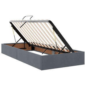 Bett mit Stauraum LED Dunkelgrau Samt 90x190