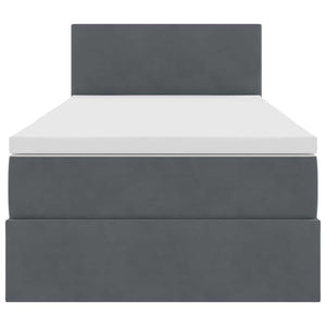 Bett mit Stauraum LED Dunkelgrau Samt 90x190
