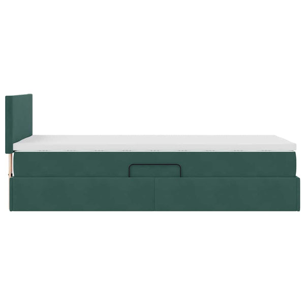 Bett mit Stauraum und LED Dunkelgrün 90x190 cm
