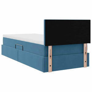 Bett mit Stauraum LED Dunkelblau 90x190 cm Samt