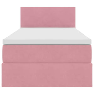 Bett mit Stauraum, LED & Matratze Rosa Samt 90x190