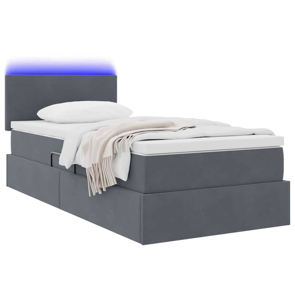Bett mit Stauraum und LED Dunkelgrau 90x200 cm