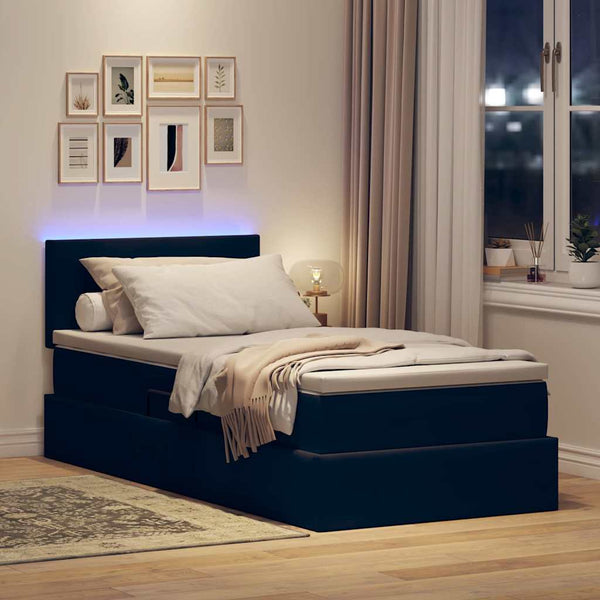 Bett mit Stauraum LED Matratze Schwarz 90x200 cm