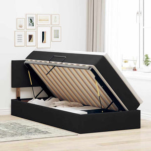 Bett mit Stauraum LED Matratze Schwarz 90x200 cm