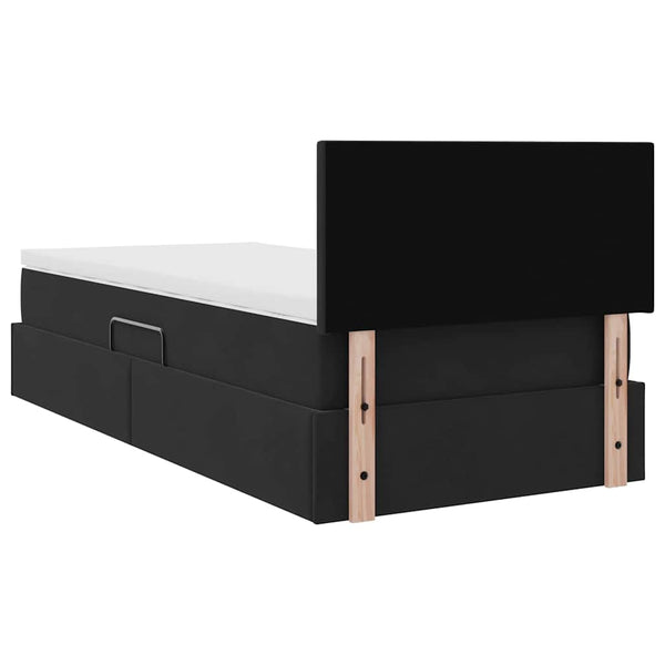 Bett mit Stauraum LED Matratze Schwarz 90x200 cm