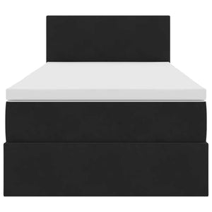 Bett mit Stauraum LED Matratze Schwarz 90x200 cm
