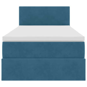 Bett mit Stauraum und LED Dunkelblau 90x200 cm