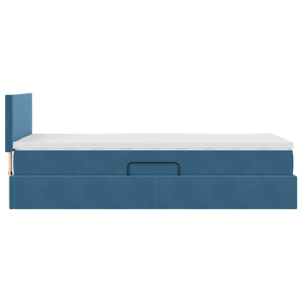 Bett mit Stauraum und LED Dunkelblau 90x200 cm