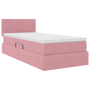 Bett mit Stauraum LED Rosa Samt 90x200 cm