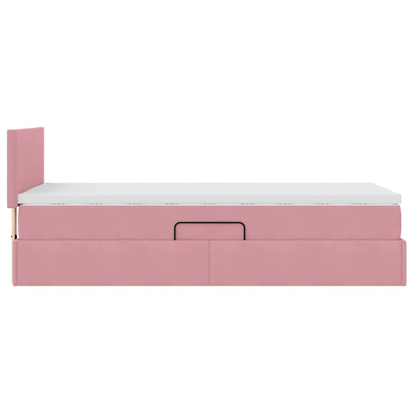 Bett mit Stauraum LED Rosa Samt 90x200 cm