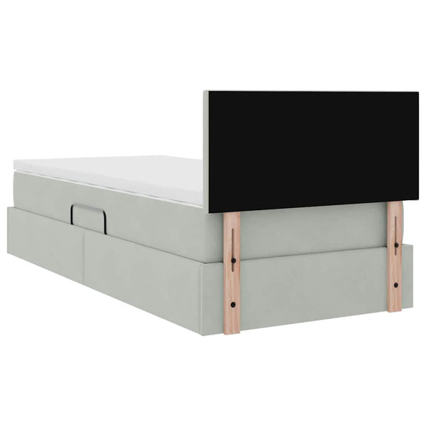 Bett mit Stauraum LED Hellgrau Samt 100x200