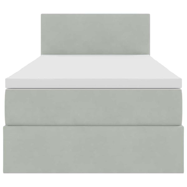 Bett mit Stauraum LED Hellgrau Samt 100x200