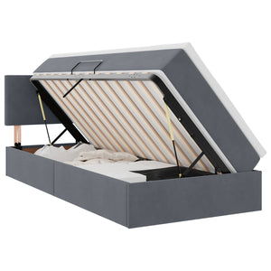 Bett mit Stauraum LED Dunkelgrau 100x200 cm Samt