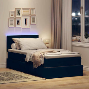 Bett mit Stauraum LED Schwarz 100x200 cm Samt
