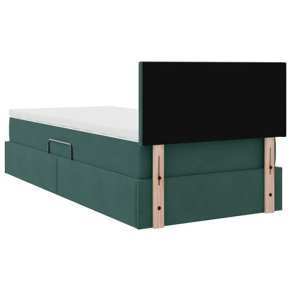 Bett mit Stauraum LED Dunkelgrün 100x200 cm Samt