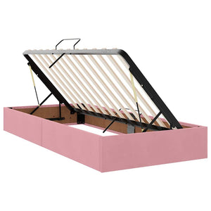 Bett mit Stauraum, LED & Matratze Rosa 100x200 cm