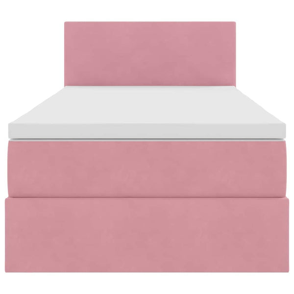 Bett mit Stauraum, LED & Matratze Rosa 100x200 cm