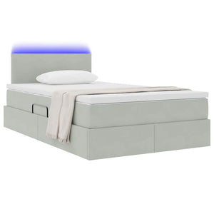 Bett mit Stauraum LED Hellgrau 120x190 cm