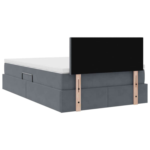 Bett mit Stauraum und LED Dunkelgrau 120x190 cm