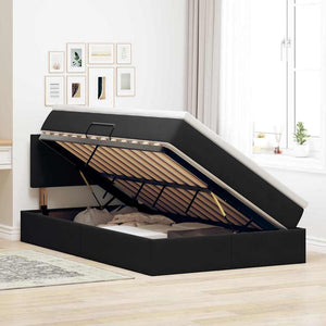 Bett mit Stauraum LED Schwarz 120x190 cm Samt
