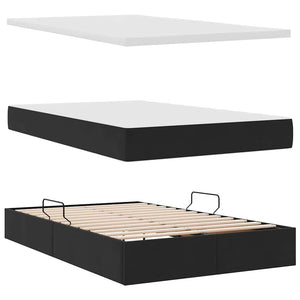 Bett mit Stauraum LED Schwarz 120x190 cm Samt