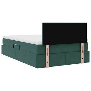 Bett mit Stauraum LED Dunkelgrün Samt 120x190