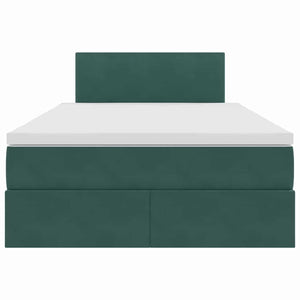 Bett mit Stauraum LED Dunkelgrün Samt 120x190