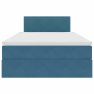 Bett mit Stauraum, LED & Matratze Blau Samt 120x190