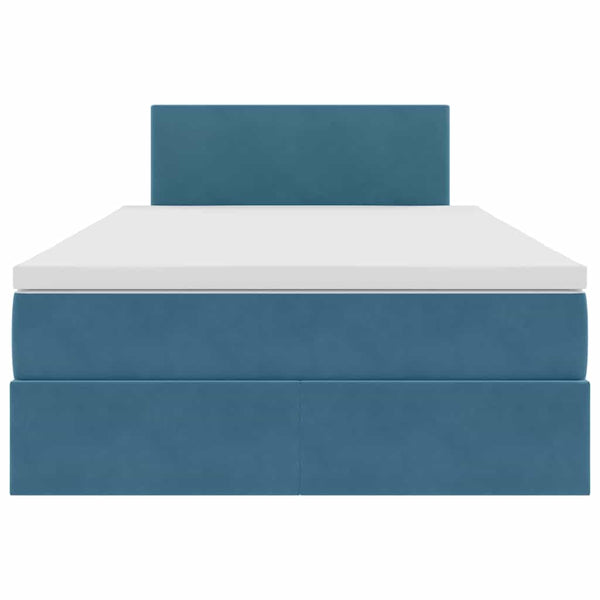 Bett mit Stauraum, LED & Matratze Blau Samt 120x190