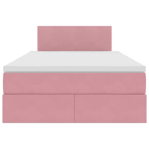 Rosa Samt Bett mit Stauraum & LED 120x190