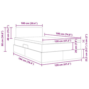 Rosa Samt Bett mit Stauraum & LED 120x190