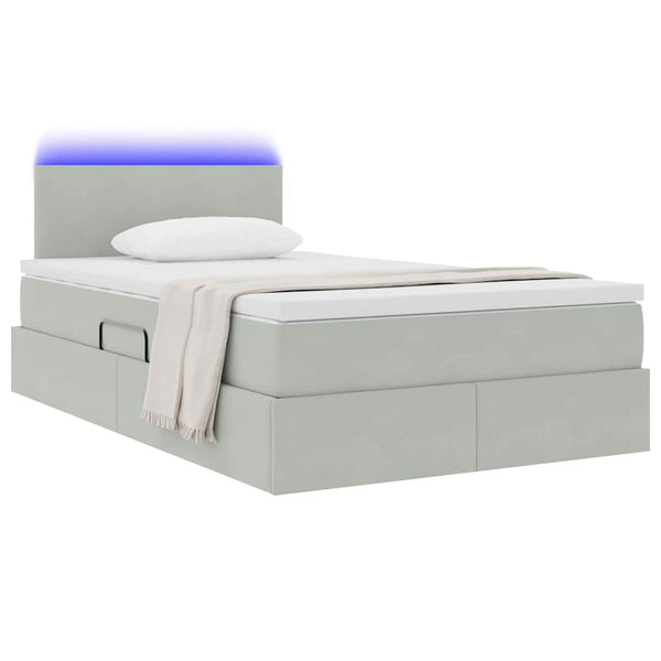 vidaXL Lit avec rangement et LED gris clair 120 x 200 cm velours