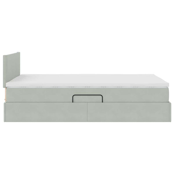 vidaXL Lit avec rangement et LED gris clair 120 x 200 cm velours