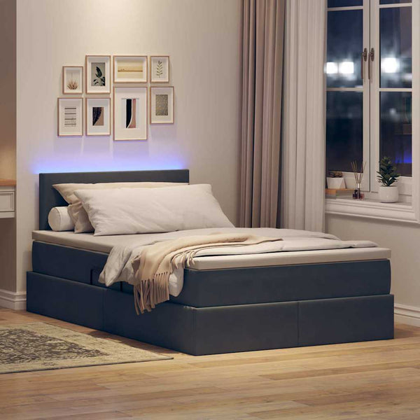 Bett mit Stauraum und LED Dunkelgrau 120x200 cm