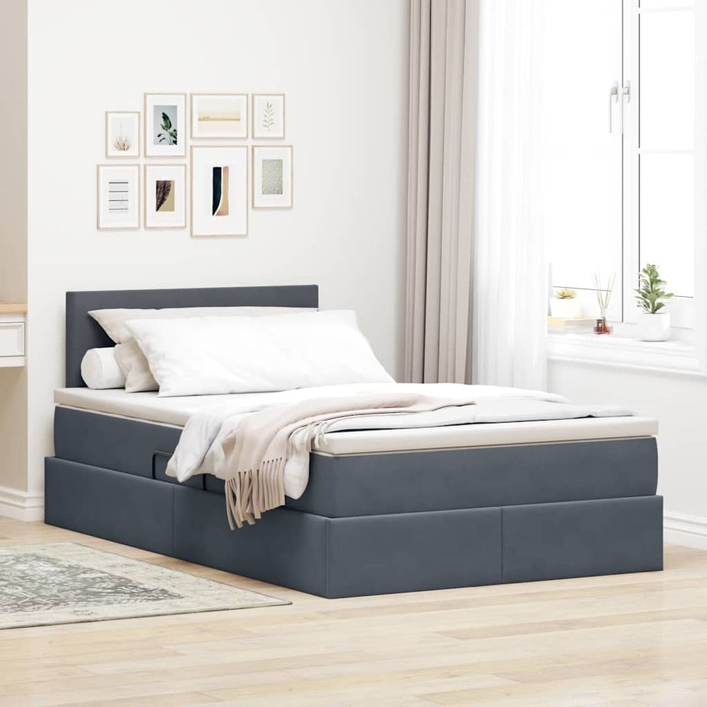 Bett mit Stauraum und LED Dunkelgrau 120x200 cm