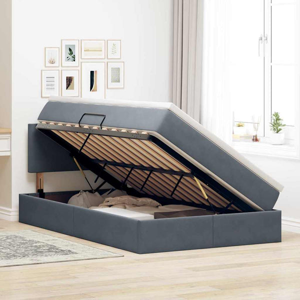 Bett mit Stauraum und LED Dunkelgrau 120x200 cm