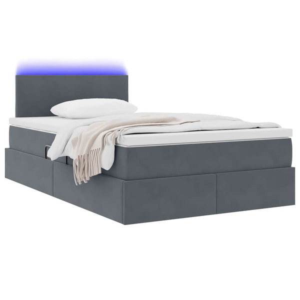 Bett mit Stauraum und LED Dunkelgrau 120x200 cm