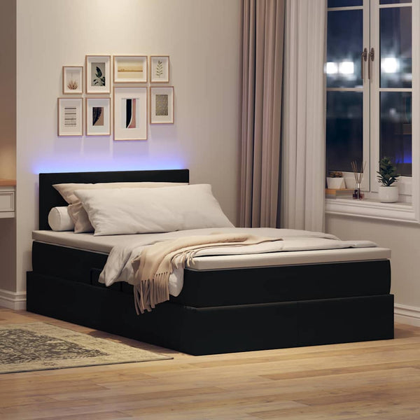 Schwarzes Samt Bett mit Stauraum und LED 120x200