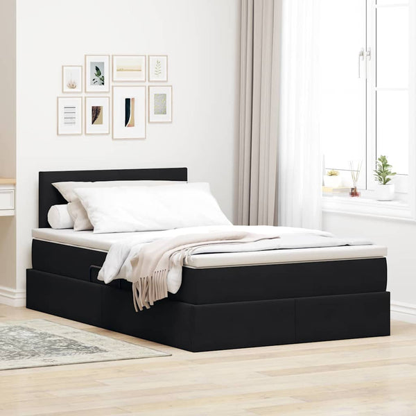 Schwarzes Samt Bett mit Stauraum und LED 120x200