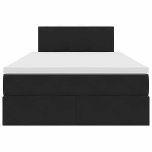 Schwarzes Samt Bett mit Stauraum und LED 120x200