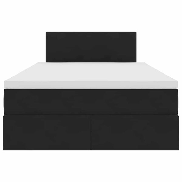 Schwarzes Samt Bett mit Stauraum und LED 120x200