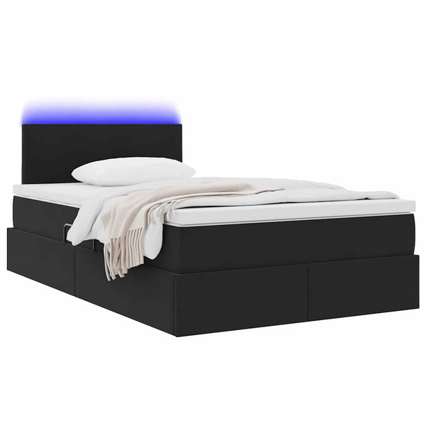 Schwarzes Samt Bett mit Stauraum und LED 120x200