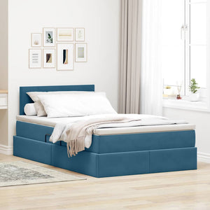 Bett mit Stauraum LED Dunkelblau 120x200 cm