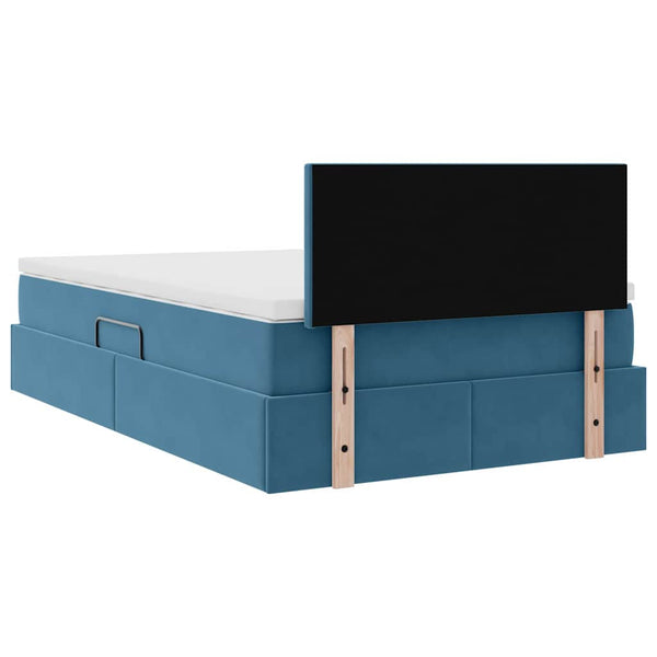 Bett mit Stauraum LED Dunkelblau 120x200 cm