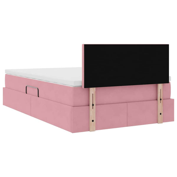 Bett mit Stauraum, LED & Matratze Rosa Samt 120x200
