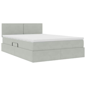 vidaXL Lit de rangement avec LED Gris clair 140 x 190 cm Velours