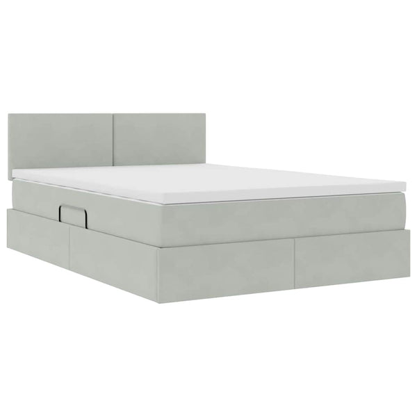 vidaXL Lit de rangement avec LED Gris clair 140 x 190 cm Velours