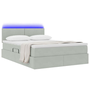 vidaXL Lit de rangement avec LED Gris clair 140 x 190 cm Velours