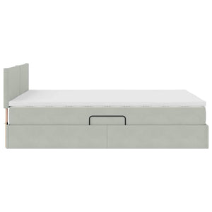 vidaXL Lit de rangement avec LED Gris clair 140 x 190 cm Velours